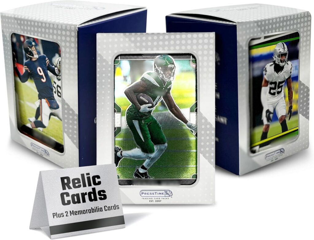 100 Assorted Football Cards, Carefully Curated Football Trading Cards from The 70’s to Present – Includes 2 Memorabilia Cards (Autograph or Jersey) – from Trusted Manufacturers & Brands