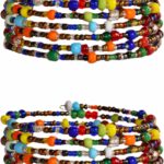 TEMBO AFRICA Set of 2 Handmade Beaded Bracelets for Women – Wrap Bracelets – Boho Jewelry Gifts -Multicolored