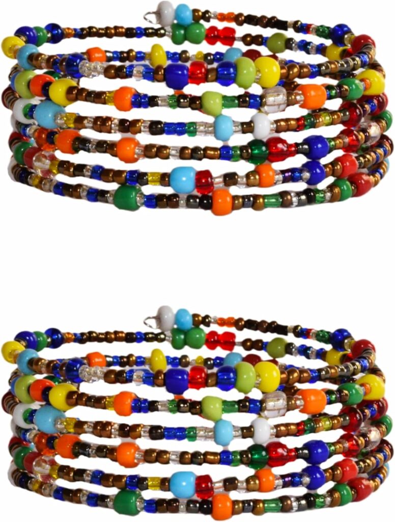 TEMBO AFRICA Set of 2 Handmade Beaded Bracelets for Women – Wrap Bracelets – Boho Jewelry Gifts -Multicolored