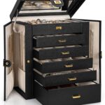 AKOZLIN Huge Jewelry Box Organizer Functional Lockable, Large Leather Jewelry Storage Case for Women Girls Ring Necklace Earring Bracelet Holder Organizer with Mirror