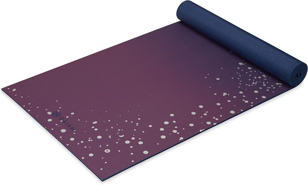 Gaiam Yoga Mat – Premium 6mm Print Extra Thick Non Slip Exercise & Fitness Mat for All Types of Yoga, Pilates & Floor Workouts (68″L x 24″W x 6mm Thick)