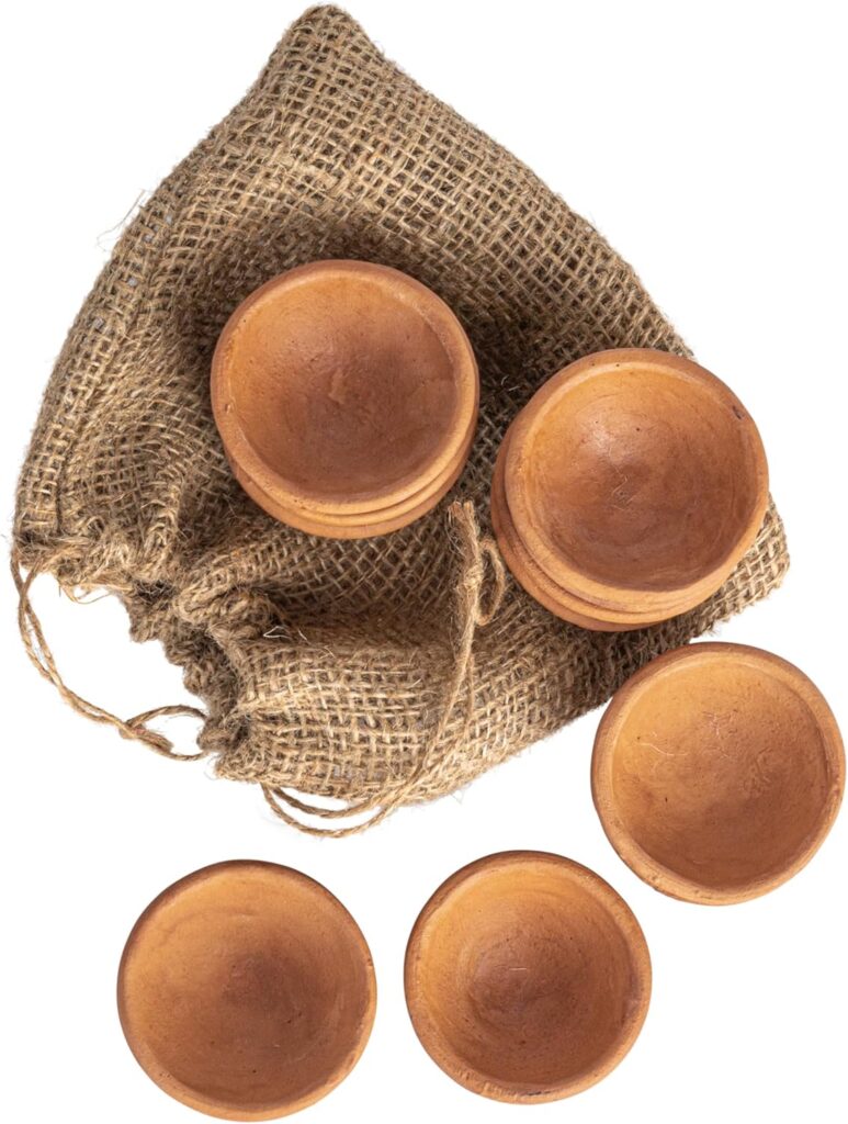 Creative Co-Op Terracotta Bowl in Jute Bag, Set of 12