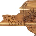 Totally Bamboo Rock & Branch Origins Series New York State Shaped Cutting Board and Charcuterie Serving Tray, Includes Hang Tie for Wall Display