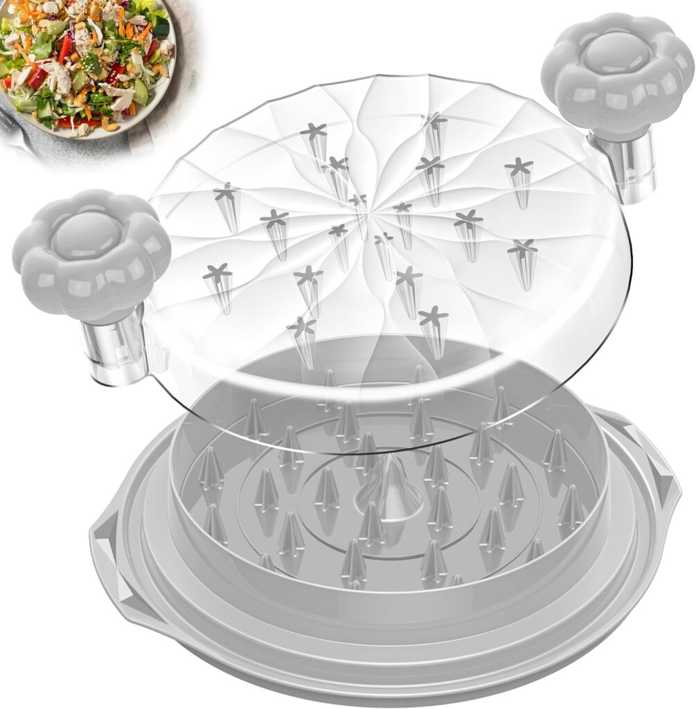 Chicken Shredder Tool Twist Large – 10” Pro Meat Shredders for Chicken Breast,Visible Kitchen Gadgets Grinder Machine with Brush,Strong Anti-Slip Strip,Ergonomic Handle,BPA Free (Grey)