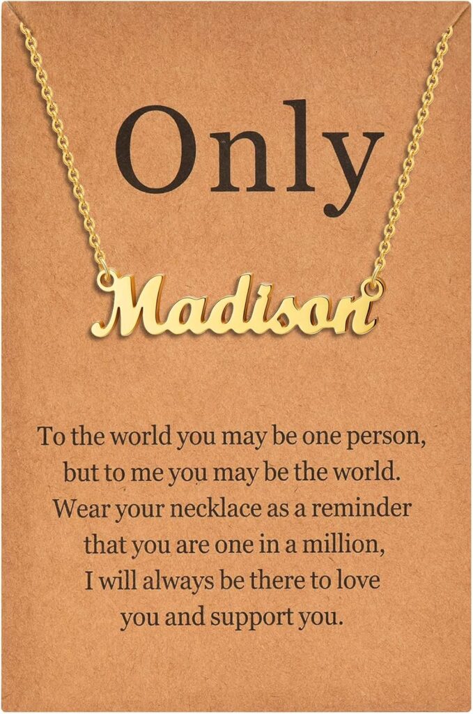 Lcherry Name Necklace Personalized for Women Gold Plated Nameplate Necklace Gifts for Girls