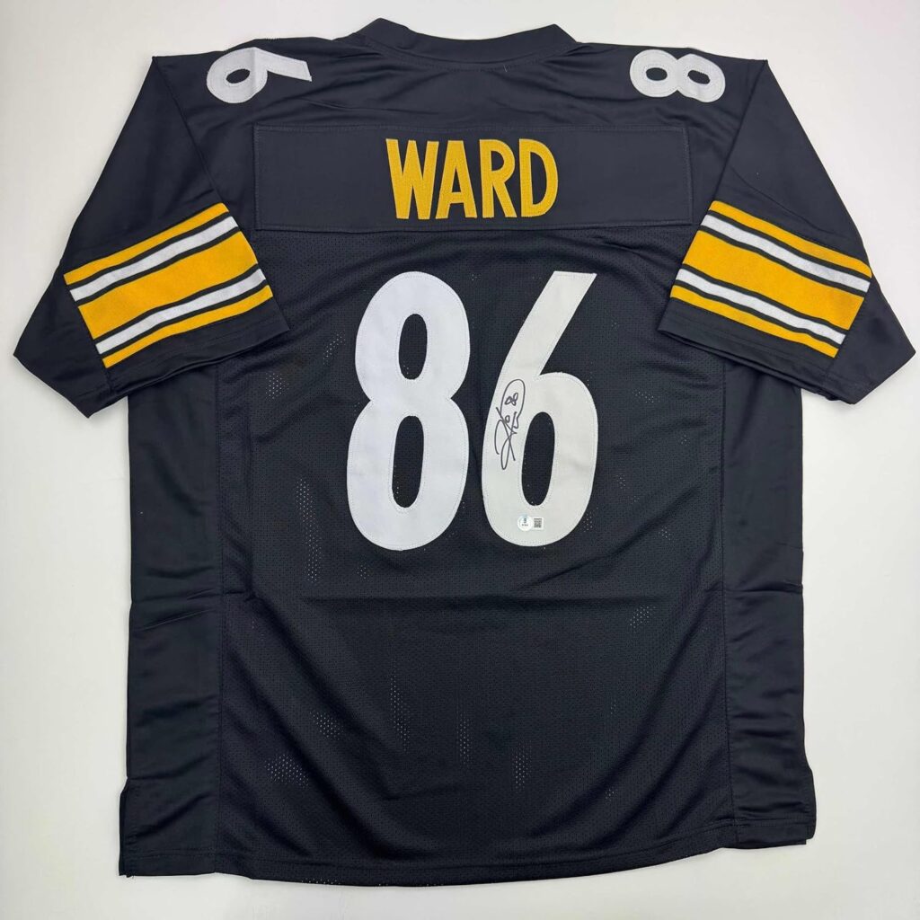 Autographed/Signed Hines Ward Pittsburgh Black Football Jersey JSA COA