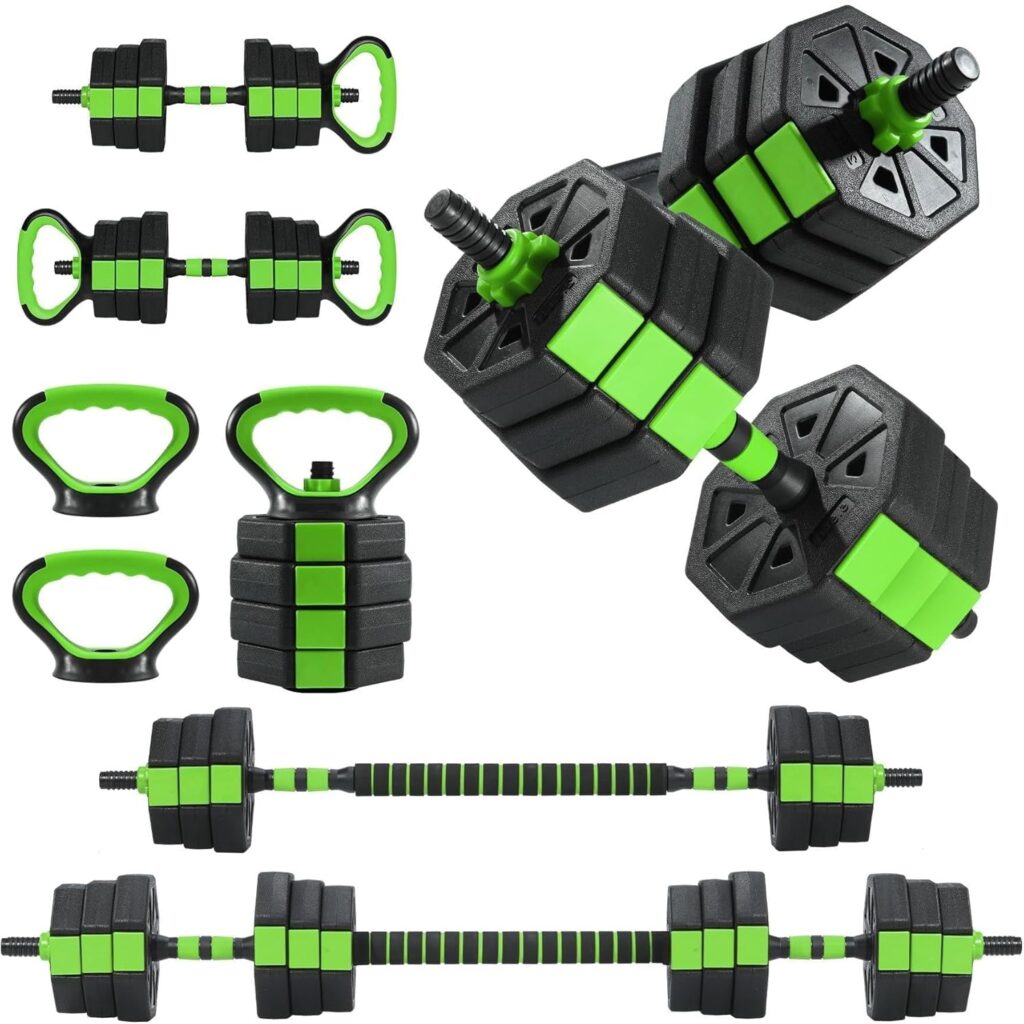 88 LBS Adjustable Dumbbell Set, 4-In-1 Weight Dumbbell Set with Connector, Octagonal Shape & Anti-Slip Handle, Converts to Kettlebells, Barbell, Push Up Stand for Home Gym Men & Women