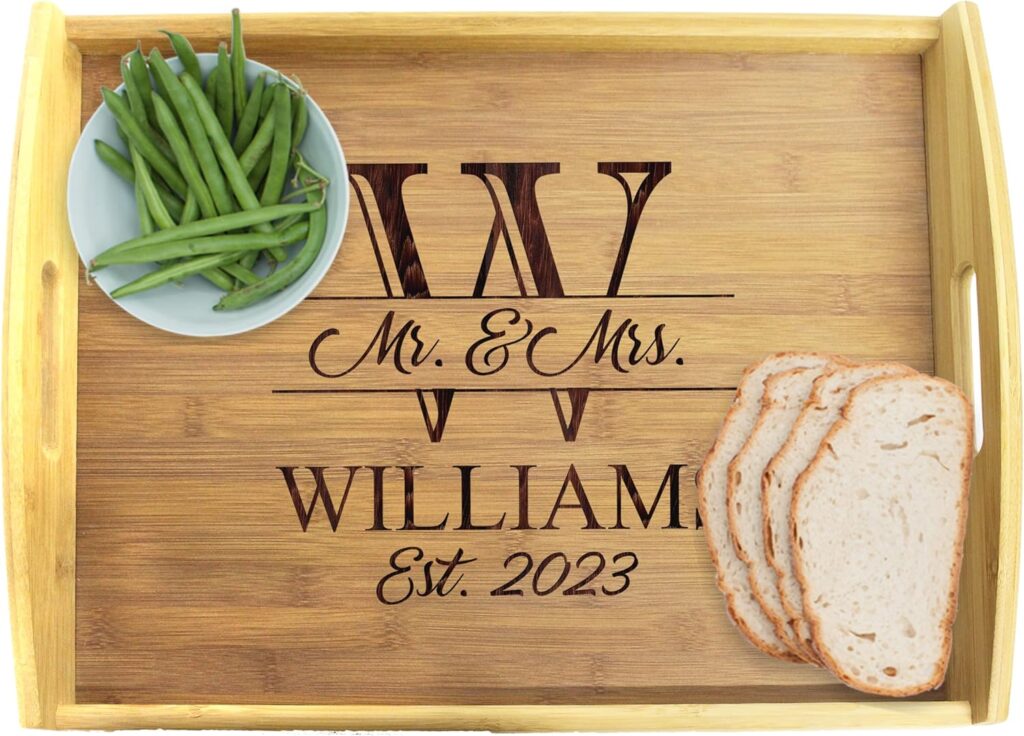 My Personal Memories Engraved Wooden Serving Platter Tray with Handles and Legs – Customized and Custom Monogrammed (Without Legs)