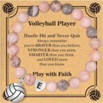 Volleyball Gifts for Women Initial Volleyball Bracelet for Sports Lovers Custom Name Heart Pendant Bracelet for Teammates Adjustable Jewelry for Coaches