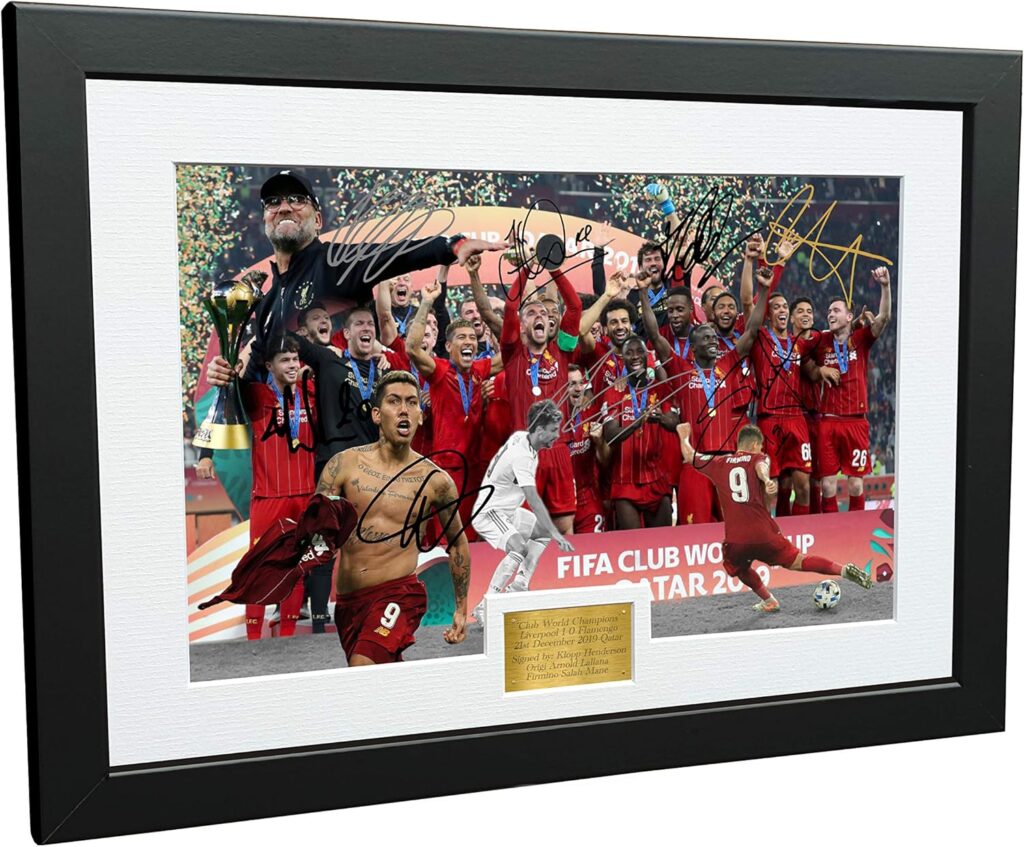 Kitbags & Lockers 2019 CLUB WORLD CHAMPIONS CELEBRATION 12×8 A4 Signed Liverpool Henderson-Klopp-Salah-Mane-Firmino-Origi-Lallana-Arnold Autographed Photo Photograph Picture Frame Soccer Gift