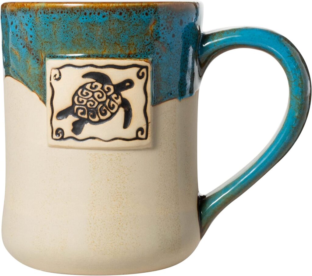 Cape Shore 16oz Hand-Crafted Stamped Potter’s Mug, Multiple Styles Available (Turtle)