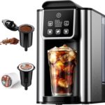 Hot & Iced Coffee Maker with Bold Setting, Single Serve Coffee Maker for K Cup and Grounds, 6-14 Oz Brew Sizes, 50 Oz Removable Water Tank, One Cup Coffee Machine with Reusable Filter, Black