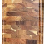 XINZUO Acacia Wood End Grain Cutting Board (13.8”L x 9.8”W x 1”T)-Wooden Chopping Board with Non-Slip Feet, Side Handles and Juice Groove