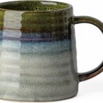 Ceramic Coffee Mugs, 16oz, Large Capacity, Wide Bottom, Transmutation Glaze Craft, Handmade Pottery Mug, Tea Cups with Handle for Office/Home, Dishwasher and Microwave Safe (Light Green)