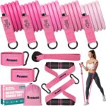 Resistance Bands, Exercise Bands with Handles for Working Out, Fitness Bands for Women, Workout Equipment Home Gym, Training Bands with Door Anchor, Ankle Straps, Shape Body, Physical Therapy