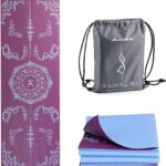 Avoalre Folding Yoga Mat, Eco-Friendly PVC Travel Yoga Mat Packable, Double Sided Non-Slip Printed Yoga Mats with Bag for Home Workout Gym Exercise Fitness Pilates Stretching (72″ x 24″ x 1/5″ Thick)