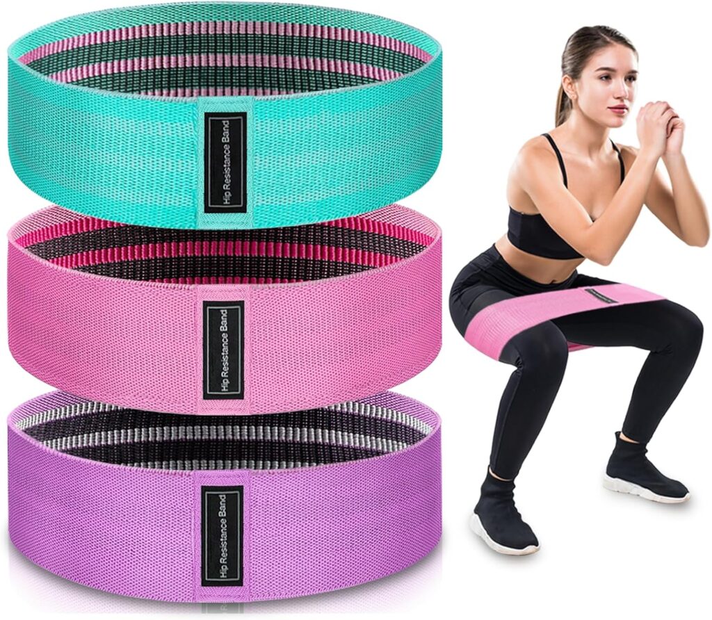Exercise Bands, 3 Levels Fabric Resistance Bands for Working Out, Workout Bands Resistance for Women & Men, Multi-Colored Fabric Booty Bands