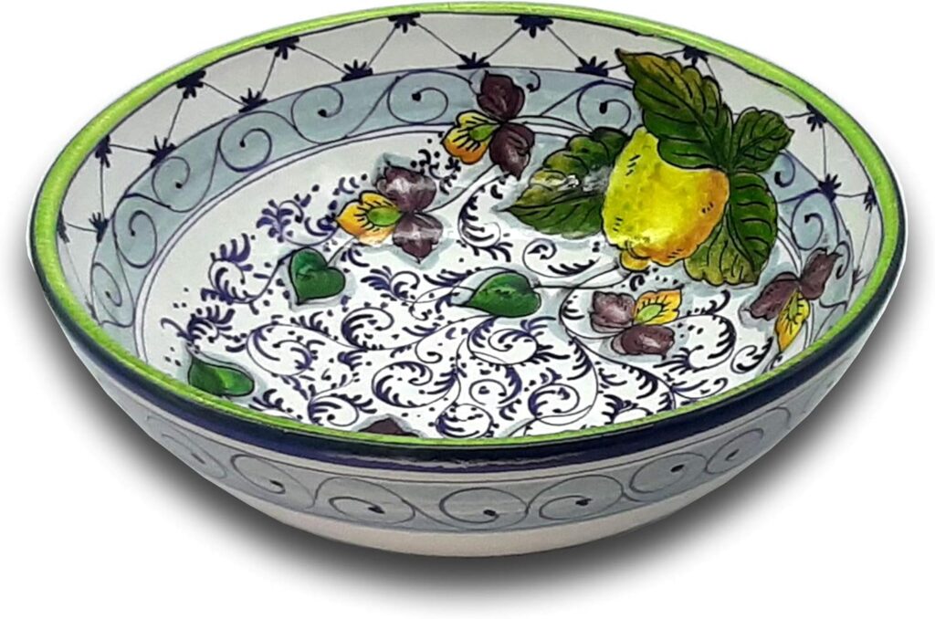 Large Ceramic Bowl for Kitchen – Italian dinnerware pasta bowl – Platter serving tray – Hand painted Tuscan pottery bowls – Made in Italy plates set – Ceramics salad tuscan soul pottery