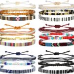 Yinkin 18 Pcs Boho Surfer Bracelet Anklet Adjustable Beaded Anklets Handmade Braided Bracelet Colorful Summer Beach String Rope Boho Jewelry for Women Men