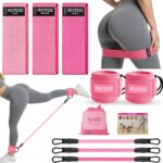 Ankle Resistance Bands with Cuffs & Fabric Resistance Bands Set – Legs & Glutes Workout Equipment for Women & Men, Home Gym Heavy Exercise Bands for Hip, Yoga, Strength Training, Rehab, Pilates