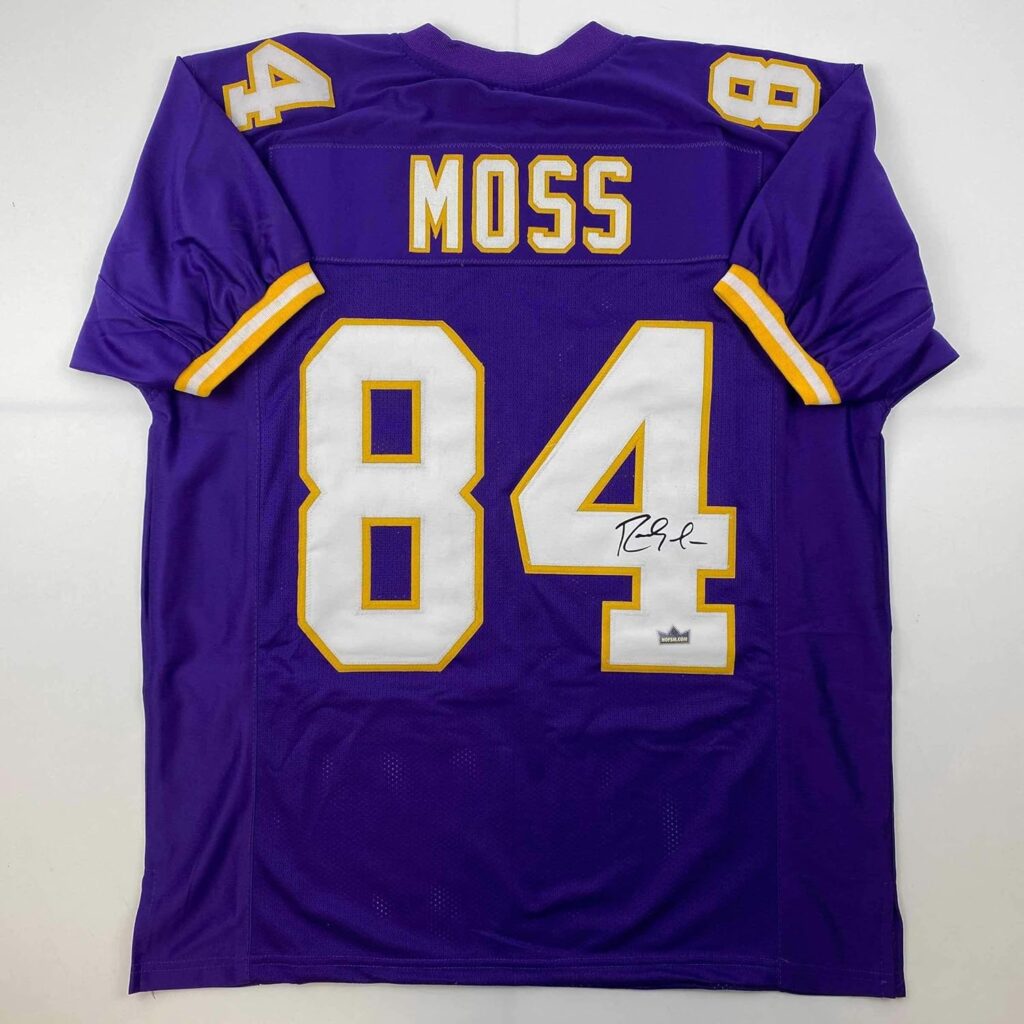 Facsimile Autographed Randy Moss Minnesota Purple Reprint Laser Auto Football Jersey Size Men’s XL