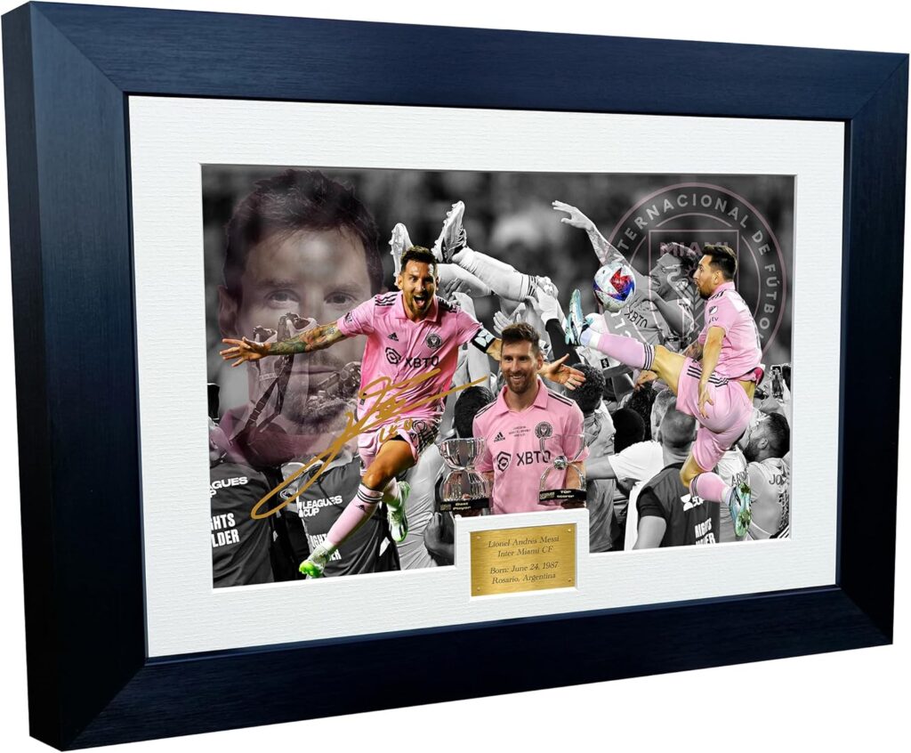 12×8 A4 Lionel Messi Celebration Inter Miami CF Signed Autographed Signed Photograph Picture Frame Football Soccer Poster Gift