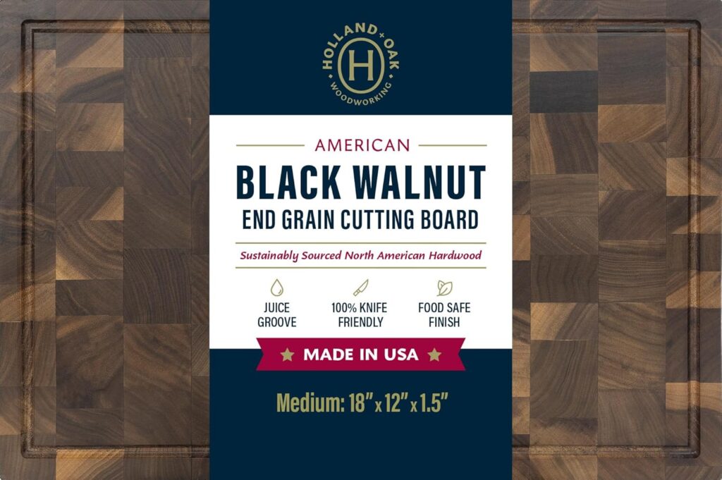Handmade Walnut Cutting Board – Wooden Chopping Board with Juice Groove and Handles – Durable, Knife-Friendly, and Made in the USA (Medium)