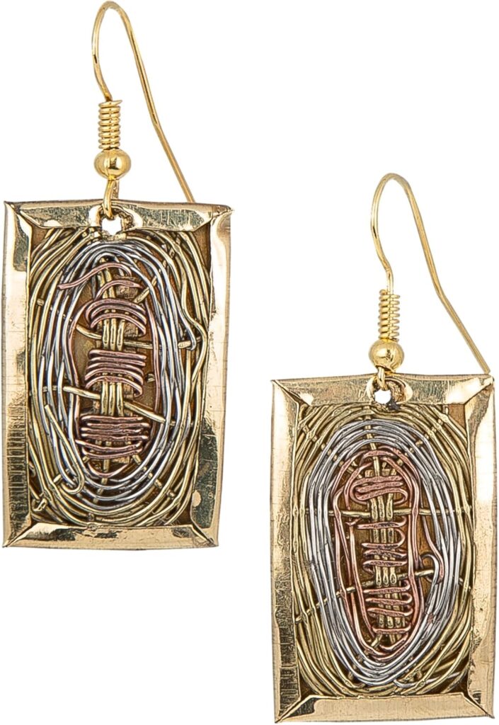 SPUNKYsoul Handmade 3 Toned Basket Weave Earrings | SPUNKYsoul Collection