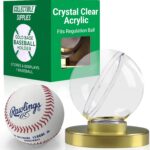 Autographed Baseball Holder Display Case – Baseball Display Case with UV Protection Clear Acrylic with Gold Base – Stackable Box for Signed Balls and Trophies