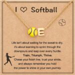 Initial A-Z Softball Necklace for Teen Girls, Personalized Softball Stuff Pendant Necklace for Team Lovers Daughter Player