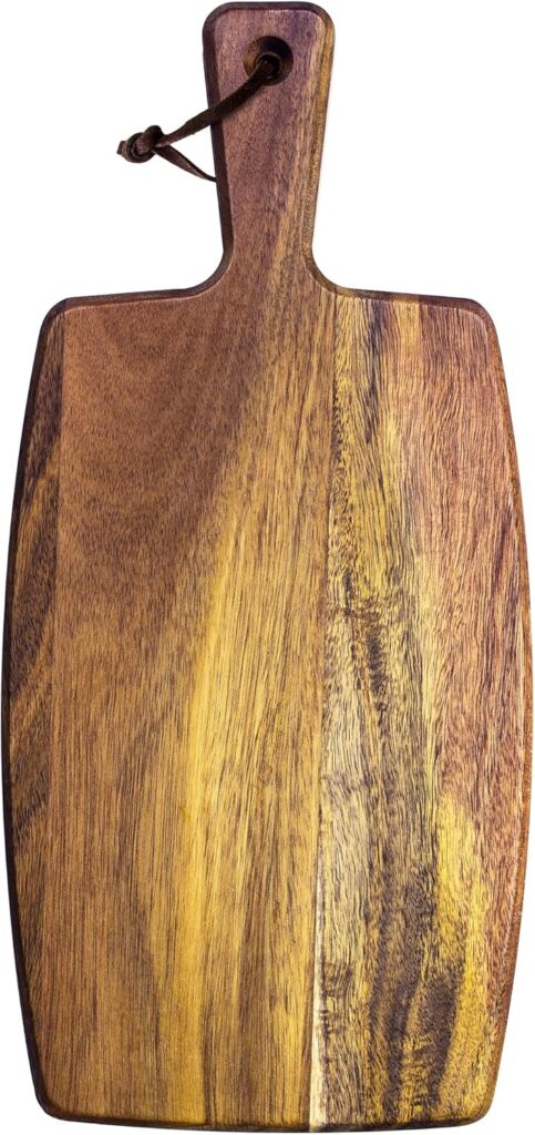 Totally Bamboo Rock & Branch Acacia Wood Serving Paddle, Wood Cutting Board with Handle for Kitchen and Charcuterie Boards