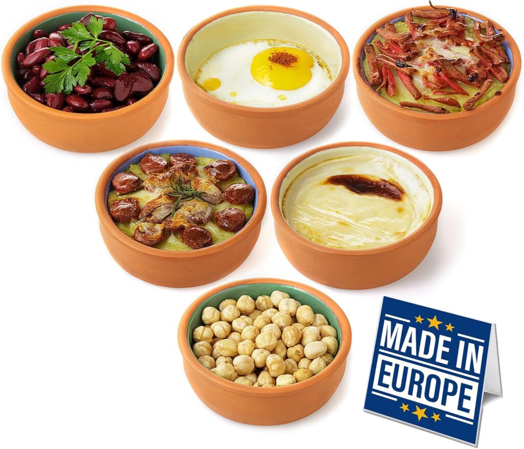 Handmade Clay Cooking Pot Set, Handmade Terracotta Bowl, Glazed Serving Pots for Mexican Dishes, Earthenware Pudding Cups, Turkish Pottery Bowls for Food, Set of 6