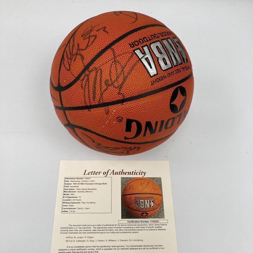 Michael Jordan 1991-92 Chicago Bulls NBA Champs Team Signed Basketball JSA COA – Autographed Basketballs