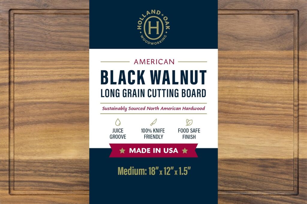 Handmade Walnut Cutting Board – Wooden Chopping Board with Juice Groove and Handles – Durable, Knife-Friendly, and Made in the USA (Medium)
