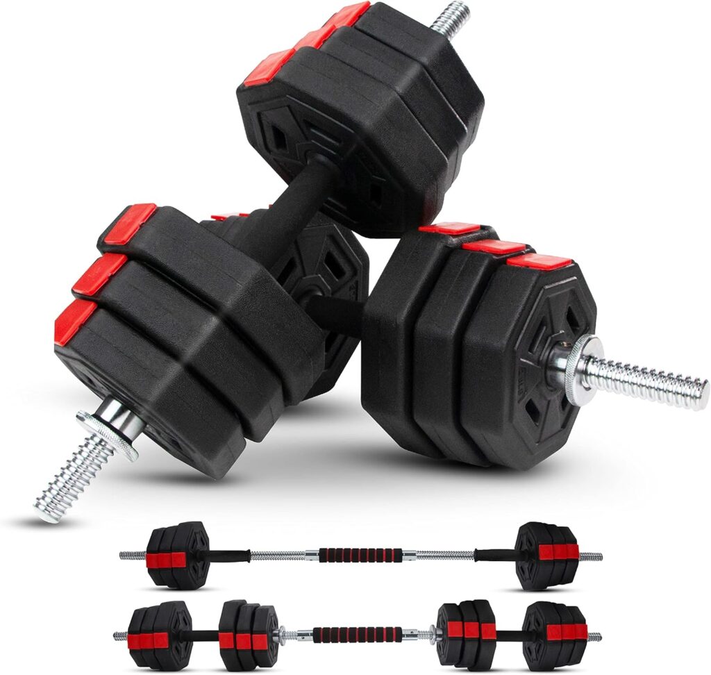 Yes4All Upgraded 44lbs/66lbs Pair Adjustable Weights Dumbbells Set, Free Weights Dumbbells Set with Connector, Cement Mixture
