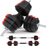 Yes4All Upgraded 44lbs/66lbs Pair Adjustable Weights Dumbbells Set, Free Weights Dumbbells Set with Connector, Cement Mixture