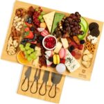 ROYAL CRAFT WOOD Premium Bamboo Charcuterie Board Set – Cheese Platter & Serving Tray & Serving Utensils – Perfect Housewarming Gift, Wedding, Bridal Shower Gift – Ideal for Entertaining and New Home