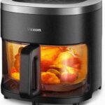 6-IN-1 Glass Air Fryer with 4.5 QT Capacity,Air Fry, Roast, Reheat, Dehydrate, Air Crisp Technology,Nonstick & Dishwasher Safe Basket,97% Less Oil,Features Digital Timer1