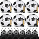 Ceenna 6 Pcs Christian Charity Donation Supplies Deflated Soccer Ball Bulk with Pump Bag Official Size Outside Sport Operation Christmas Machine Stitched Ball for Child
