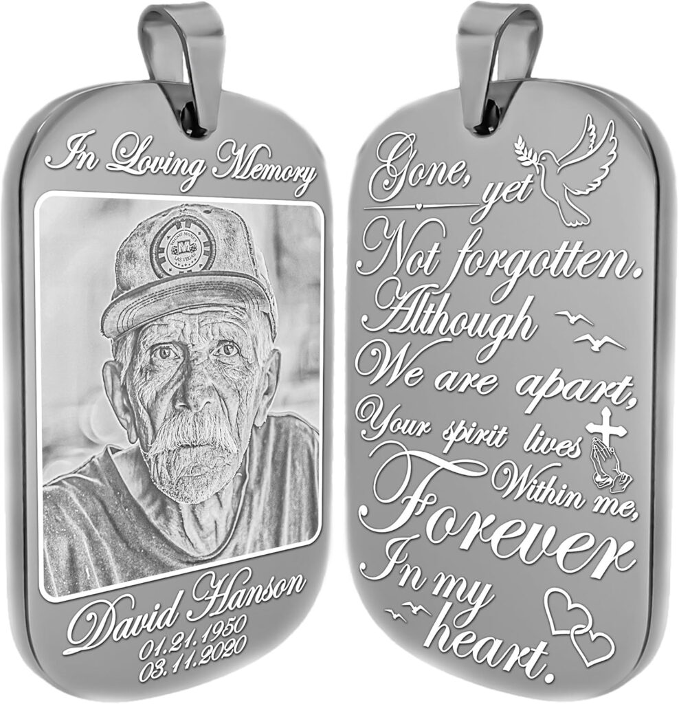 Custom Engraved Dog Tag Necklace | In Loving Memory Jewelry | Personalized Memorial Keepsake | Stainless Steel Remembrance Gift