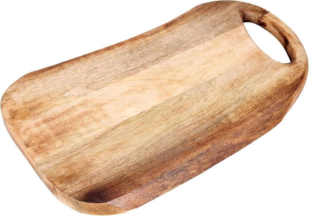 GoCraft Mango Wood Cutting Board – Handcrafted Wooden Chopping Board for Kitchen Prep, Serving & Charcuterie – Rustic & Durable Cutting Surface