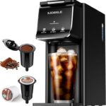 Hot & Iced Coffee Maker for K-Cups & Ground Coffee, Single-Serve Brewer with Bold Setting, Reusable Filter, Travel Mug Friendly, Compact & Quick Brew, Black