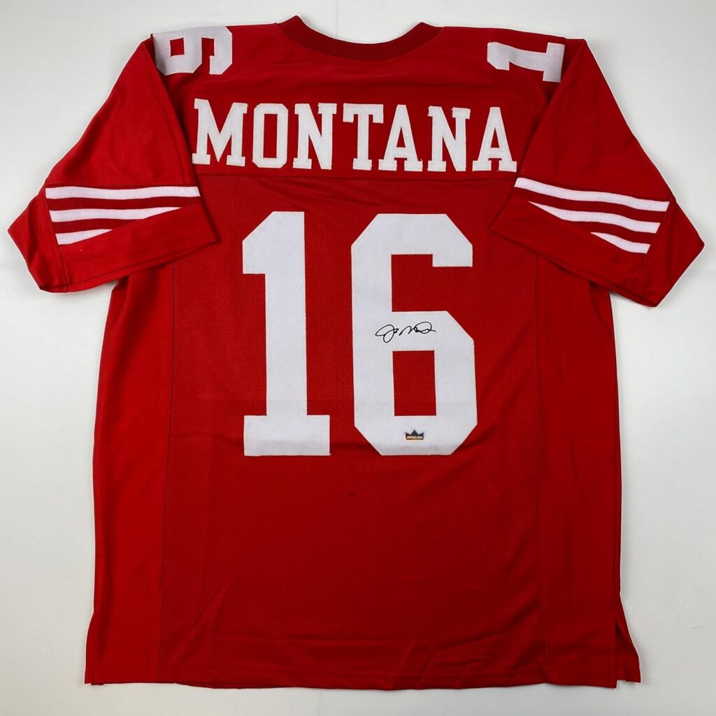 Facsimile Autographed Joe Montana San Francisco Red Reprint Laser Auto Football Jersey Size Men’s XL