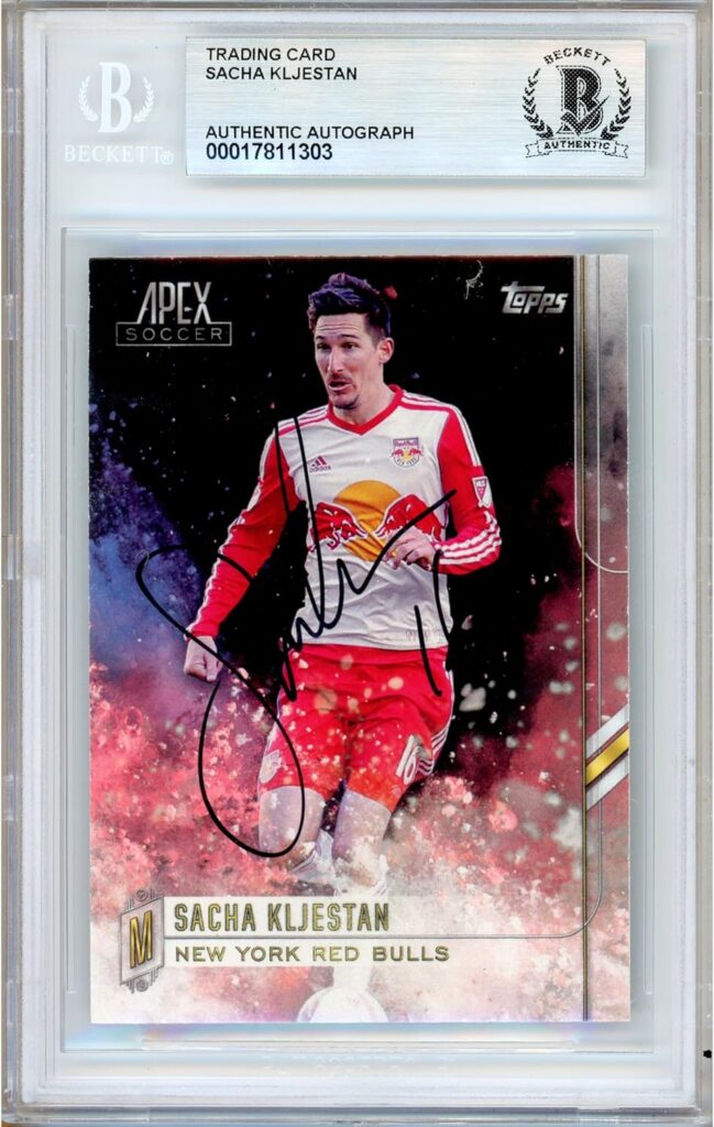 Sacha Kljestan Signed Soccer Card, 2015 Topps Apex MLS #2, Beckett Authenticated Autograph and Slabbed, New York Red Bulls Autographed Football Cards, RBNY Auto Collectibles