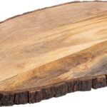 GoCraft Oval Wooden Cutting Board with Tree Bark Rim | Mango Wood Live Edge Chopping, Prep, Serve Board | Charcuterie Platter – 17″ x 10″