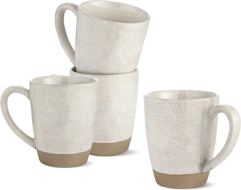 Yedio 12 oz Ceramic Coffee Mugs – Set of 4, Speckled Glaze Coffee Cups with Handle for Tea, Latte, Cocoa, Stylish Gift, Dishwasher & Microwave Safe