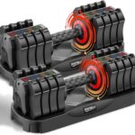 Adjustable Dumbbells Set of 2, 25LBS Adjustable Weight Dumbbells Set, 5 in 1 Free Weights with Anti-Slip Handle for Home Gym, Full-Body Strength Training (Men & Women)