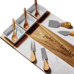 Personalized Marble Wood Charcuterie Board,Custom Laser Engraved Cheese Serving Board with Knife Set, Ceramic Bowls,Wooden Spoons,Cheese Platter,Serving Tray,Cutting Board,Charcuterie Boards Gift Set