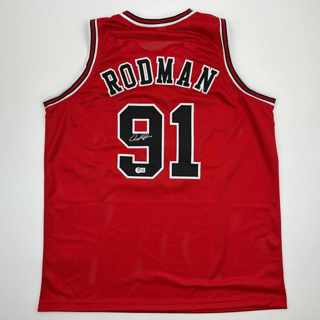 Autographed/Signed Dennis Rodman Chicago Red Basketball Jersey JSA COA