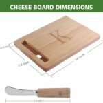 Miicol Wood Charcuterie Board, Monogram Cheese Board 10 Inch, Personalized Initial Cutting Board with Spreader, Unique Housewarming Gift, Ideal for Kitchen, Home, Letter K